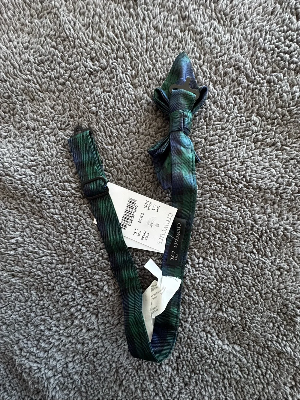 Crewcuts Boys Silk Green and Blue Blackwatch Tartan Plaid Bow Tie